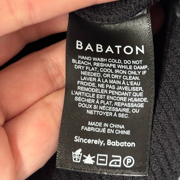 Babaton Black Ribbed Bandage Crop Top Crisscross Back Stretch Nylon Size M - Picture 8 of 8